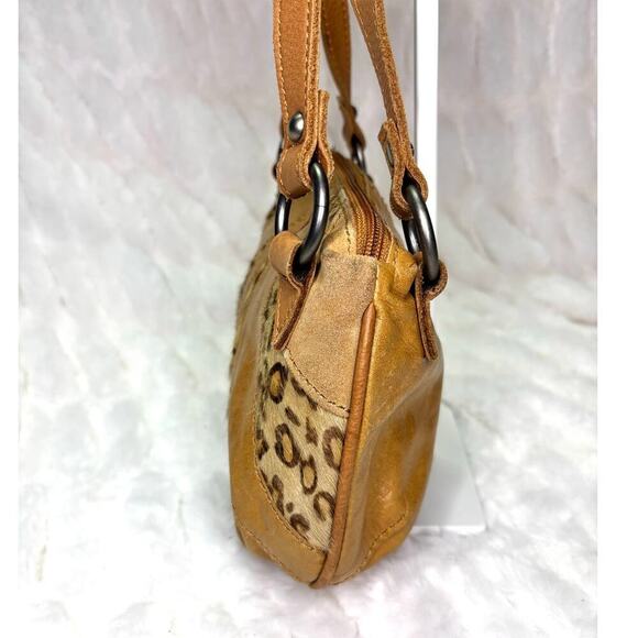 Women's Fossil Tan Leopard Print Faux Fur & Leather Mini Baguette handbag - Picture 4 of 8